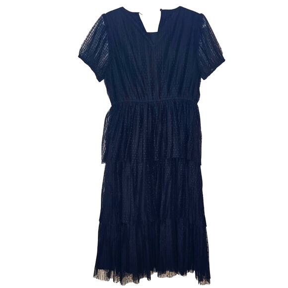 NWT J Crew Pleated Flock-Dot Puff-Sleeve Dress - Picture 6 of 10